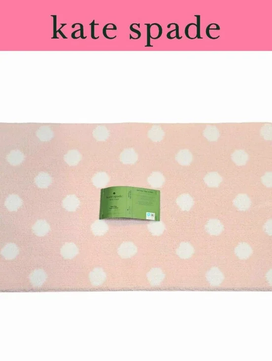 Kate Spade New York Pink and White Polka Dot Plush 21 X 34 Bath Rug