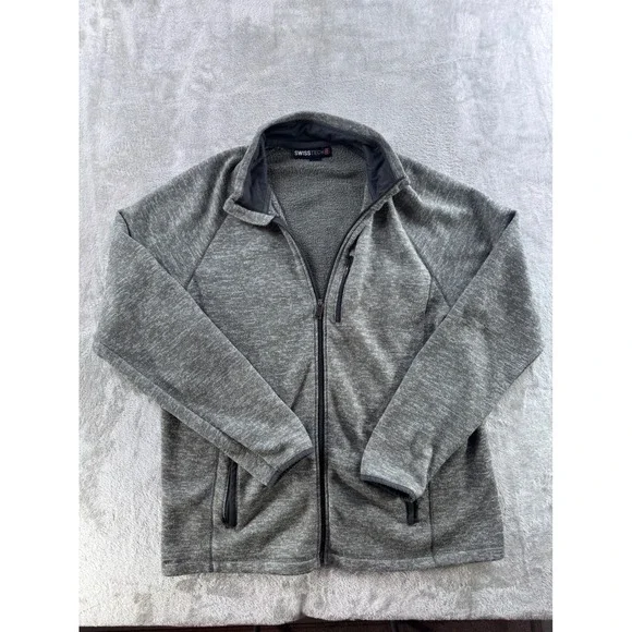 SwissTech Gray Full Zip Fleece Jacket Men's Large Outdoor Technical Gorpcore Fit