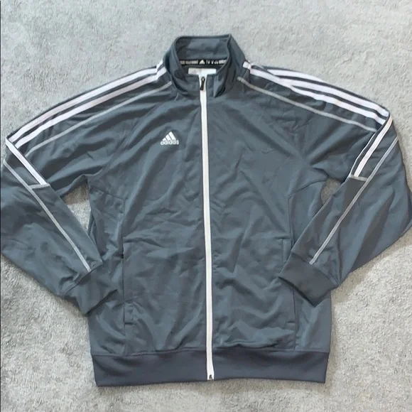 ADIDAS Track Jacket Grey & White Full Zip