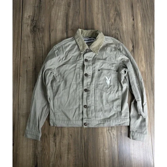 Playboy By Pacsun Men's Small‎ Button Up Jean Jacket Tan