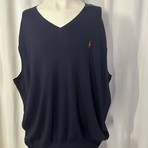 Polo Ralph Lauren Pima Cotton Sweater Vest 4XB Big Tall Classic Preppy Blue