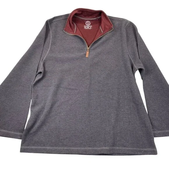 One Day Away Mens Quarter Zip Thermal Shirt Jacket XXL Gray Pullover Waffle Knit