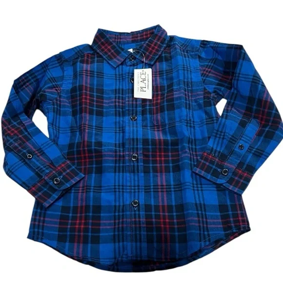 The Children's Place Blue Plaid Kids Shirt Size 3T