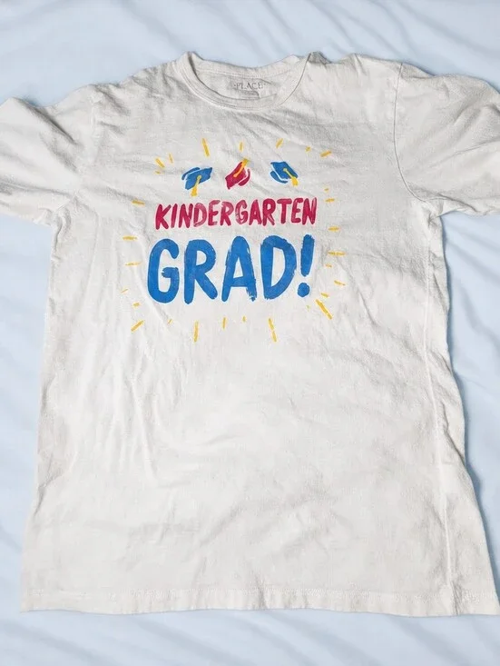 The Children's Place Kindergarten Grad! Kids White Graphic Tee