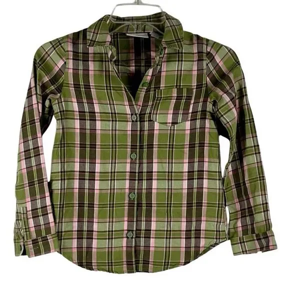 The Children’s Place Girls Plaid Button Up Shirt 7/8 Medium