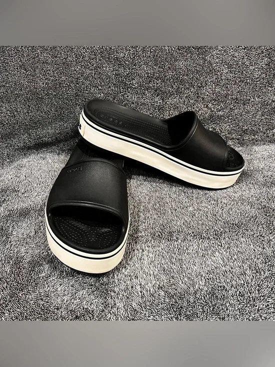 Crocs Crocband Platform Slides black and white size (m-8 ; w-10)