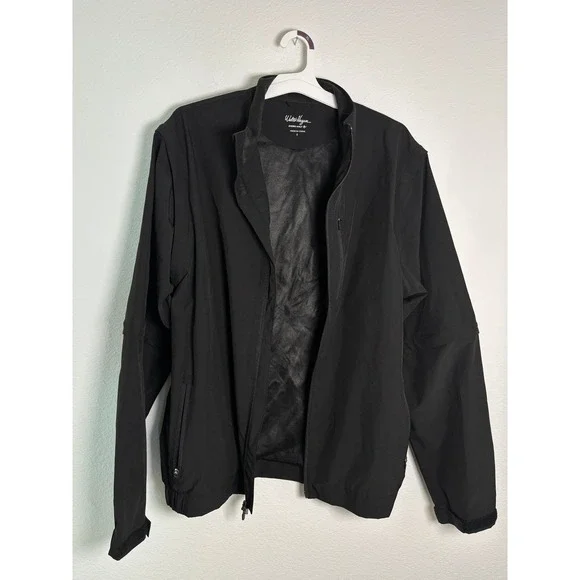 Walter Hagen Hydro Halt Mens Golf Jacket Convertible Zip Off Sleeve Black Large