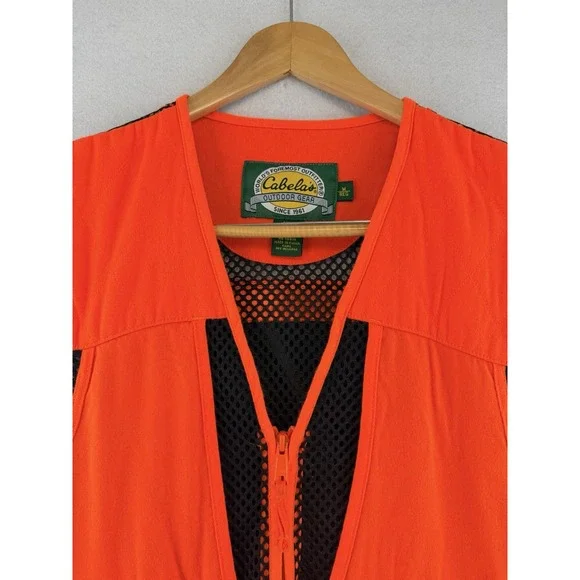 Cabela's Blaze Orange Hunting Vest M Reg‎ Mesh Back Game Pouch Pockets