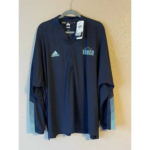 Men's‎ 2XL NWT Adidas Seattle Kraken NHL Quarter Zip Jacket