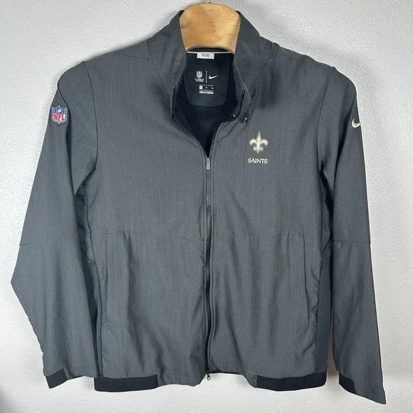 Nike On Field New Orleans Saints Full Zip Jacket Mens Sz XL Gray NFL Performance
