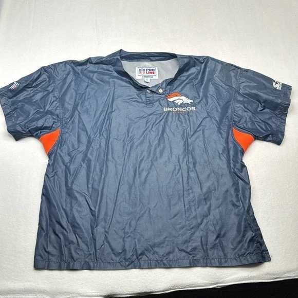 Vintage Denver Broncos Starter Jacket men’s size XL blue orange short sleeve