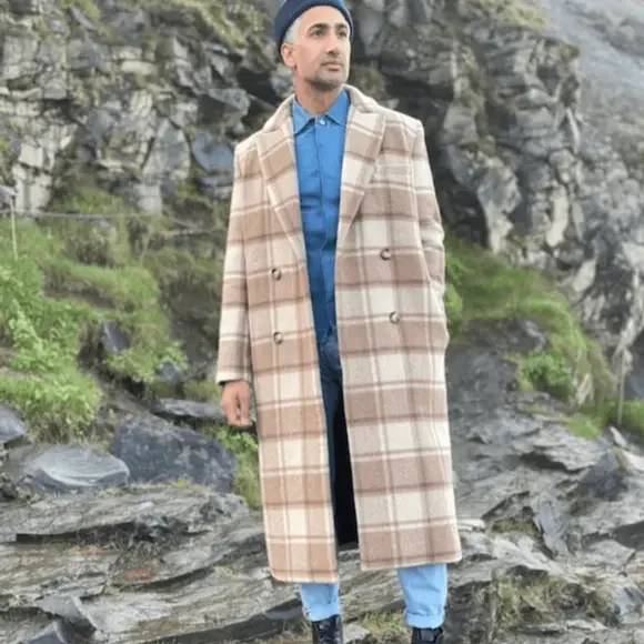 Was Him • Tan Fran Wheat Plaid Ludlow Wool Blend Trench Coat