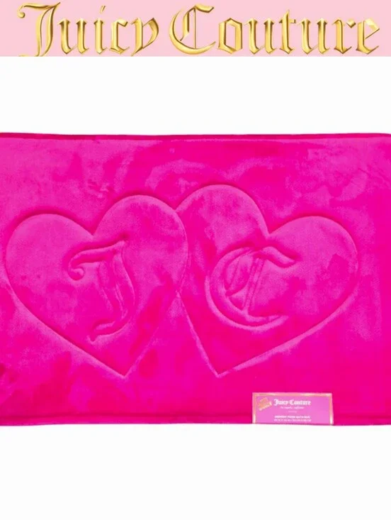 Juicy Couture Home JC Inside Connecting Hearts Embossed Plush Bath Rug- LG