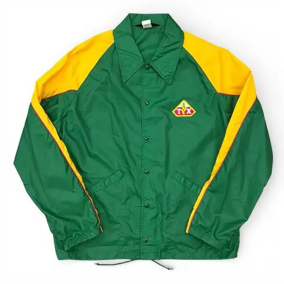 True Vintage Swingster TX Trojan Seed Corn Jacket Windbreaker Coaches Snap Up L
