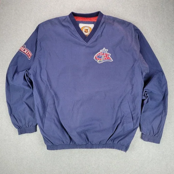 G-III Carl Banks Columbus Blue Jackets Windbreaker Mens M Navy Blue V-Neck NHL