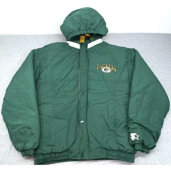 Vintage Green Bay Packers Jacket Mens XL Green NFL Football Starter Coat 90s