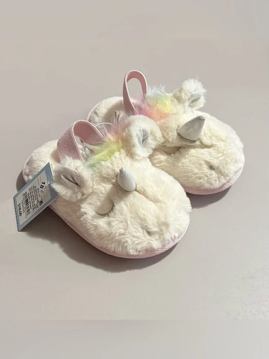 NEW Plush Toddler Unicorn Slip-On Slippers