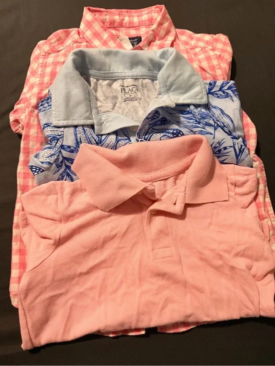 The Children's Place Boys Pink & Light Blue Kids Polo and Tops 3T - 3 Pack