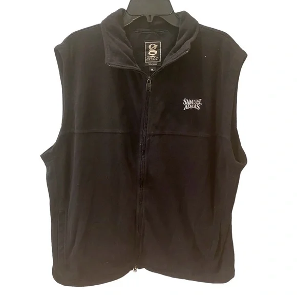 Samuel Adams Beer Lager Black Embroidered Fleece Vest XL Jacket Sam