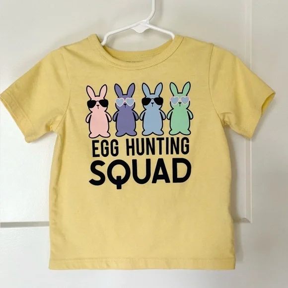 The Children’s Place 2T Easter “Egg Hunting Squad” Bunny Tee – Yellow