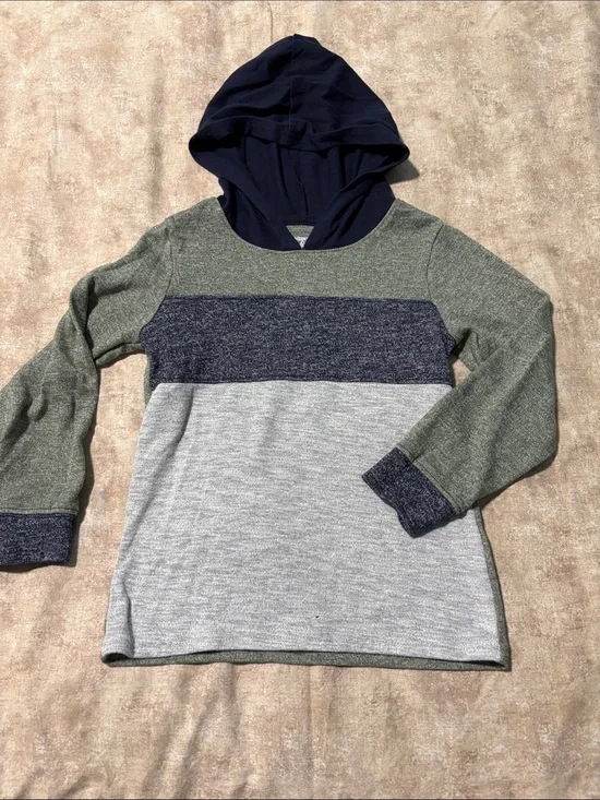 The Children's Place Boys' Hooded Long Sleeve Colorblock Tee - Navy, Olive, Gray