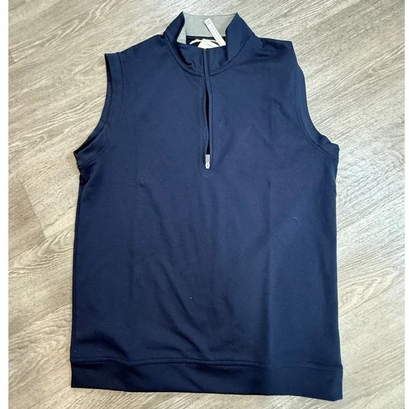 Adidas Mens ELVTD 1/4 Zip Vest Navy Blue Size S‎ Sleeveless Golf Athleisure