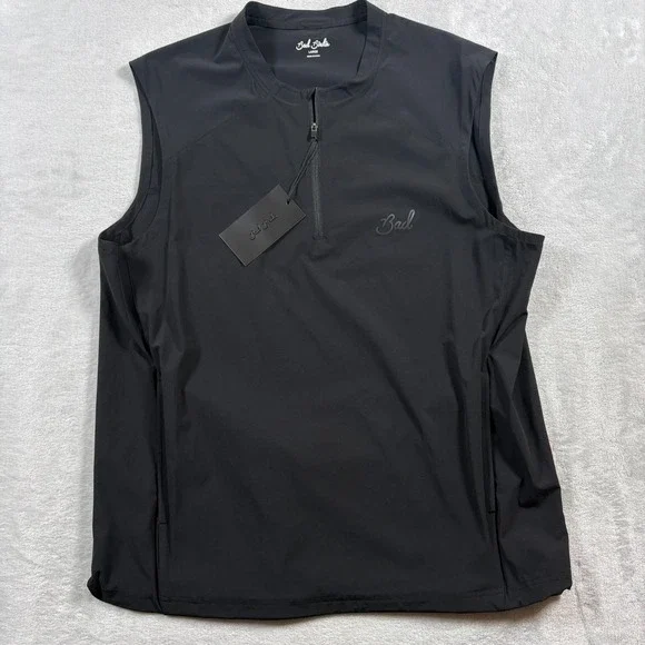 Bad Birdie LW Vest Mens‎ Large Black Quarter Zip Performance Athleisure Golf