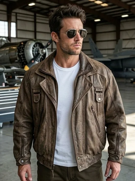 Vtg Wilsons Men's Brown Leather Bomber Jacket XL Top Gun Lived In Patina -AS IS-