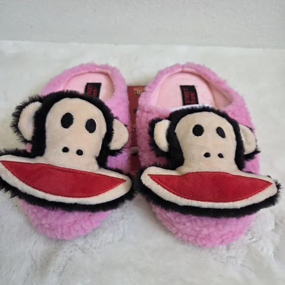 Paul Frank fluffy slippers with 3D face size small