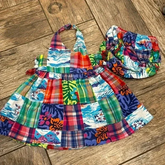 The Children’s Place Hawaiian halter dress bloomers 0-3 months