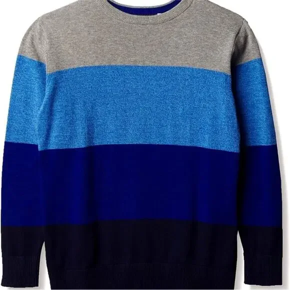 The Children's Place XS (4) Crewneck‎ Blue/Gray Colorblock Pullover Sweater NWOT