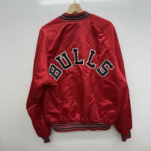 Vintage Chicago Bulls Satin Jacket Mens Extra Large Chalk Line Spellout NBA 90s