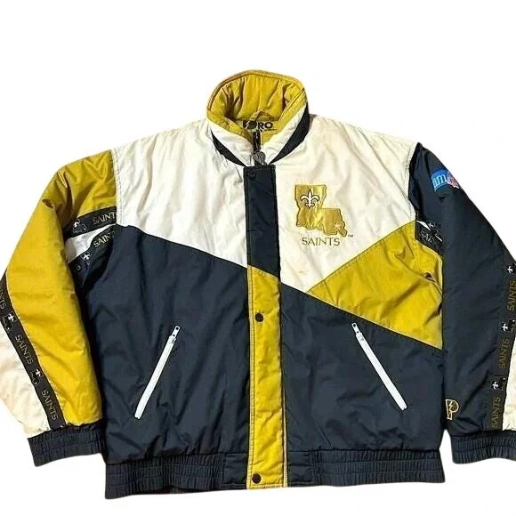 Pro Player New Orleans Saints Jacket L Black Gold‎ Vintage Puffer Coat