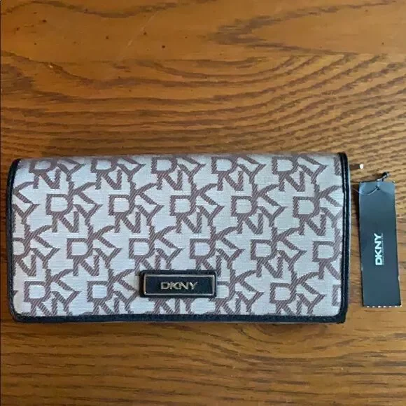 DKNY Jacquard Wallet Brown Tan