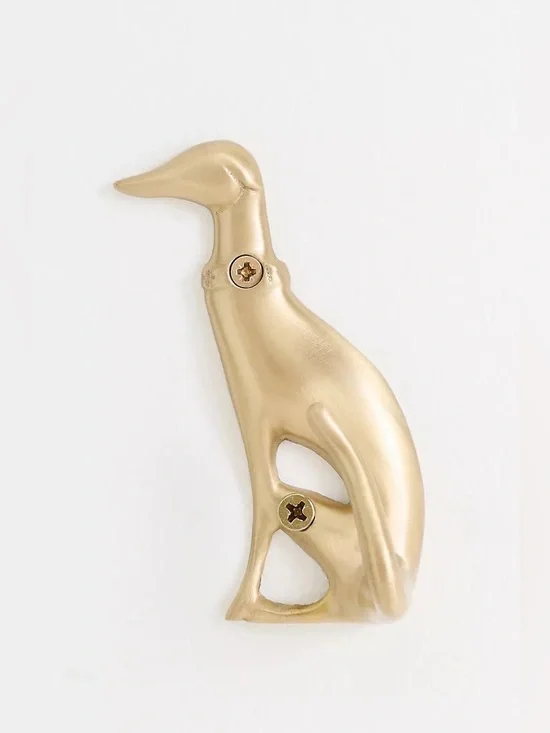 New Anthropologie Home Decor Brass Caine Dog Brass Bath Hook