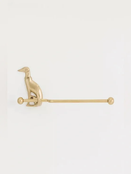 New Anthropologie Home Decor Brass Caine Dog Brass Toilet Paper Holder Hook