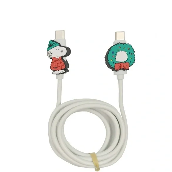 New in Box Peanuts 4' USB-C to USB-C Cable, White Wreath