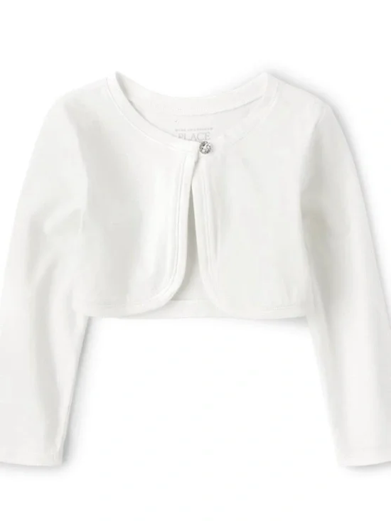 NWT The Children's Place White Girls Cropped Bolero - Small 5/6
