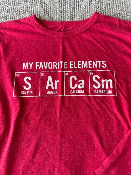 The Children's Place Red Long Sleeve Tee My Favorite Elements Sarcasm Graphic XL