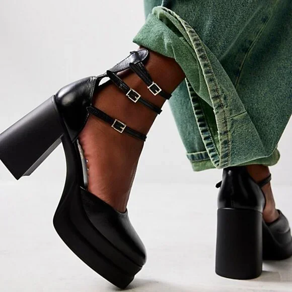 Free People Fp Collection - Brooke Buckle Mary Jane Platforms NEW Size 8.5