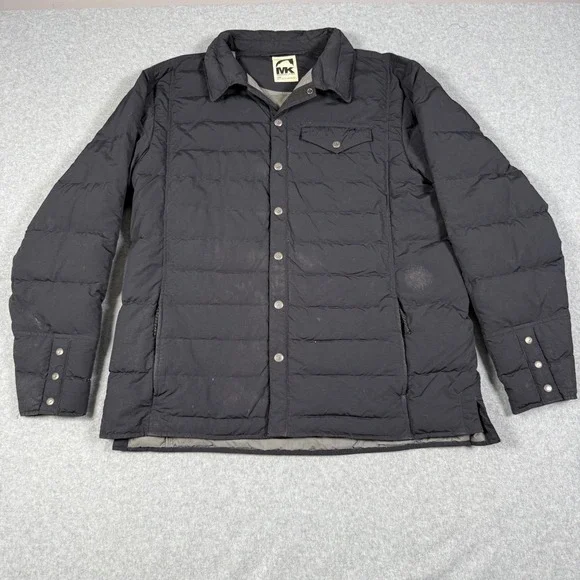 Mountain Khakis Mens Black Down Quilted Puffer Shirt Jacket Size Large MK Puffer