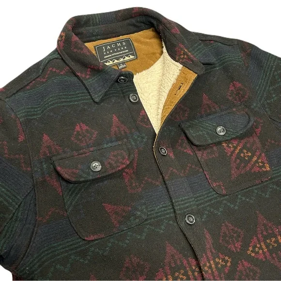 Jachs NY Southwestern Jacket Shacket Mens M Wool‎ Blend Sherpa Aztec Country