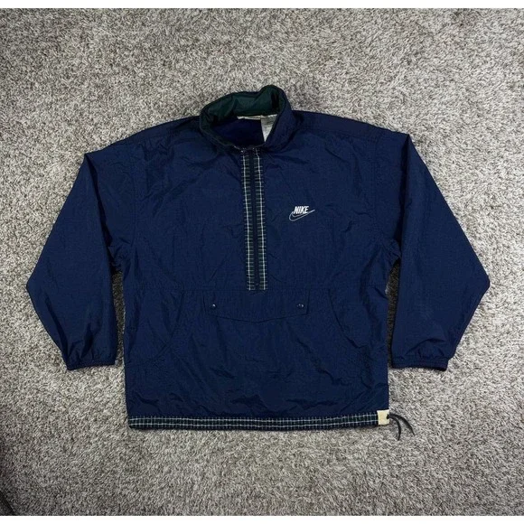Vintage 90s Nike Windbreaker Nylon Jacket Navy Men's Size Large