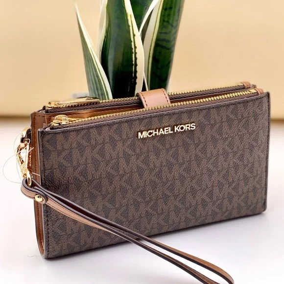 Michael Kors DoubleZip Wallet Wristlet Brown