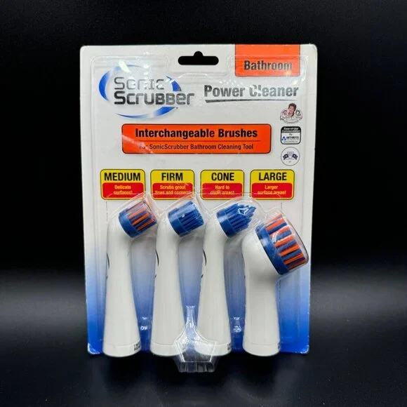 NEW SONIC SCRUBBER BATHROOM POWER CLEANER INTERCHANGEABLE BRUSHES 2 sets