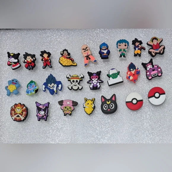 Unisex Sanrio Anime,Dragon Ball Z&Pokemon Shoe Charms For Clogs 24 Pcs.