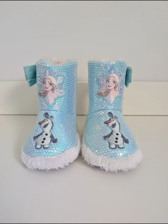 Disney FROZEN Kids Toddler Blue Sequin Slippers Size 7/8