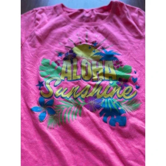 The Children's Place Girls Pink Graphic Top‎ Tropical Sleeveless Shirt