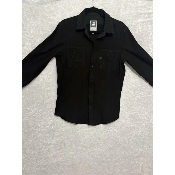 G Star Raw Recolite Overshirt Black Utility Cargo Jacket Men L Military Pockets