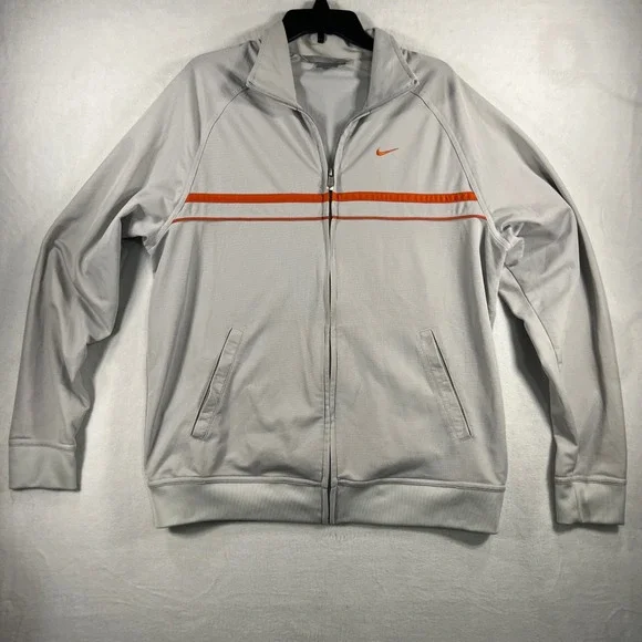 Nike Y2K Men's Track Jacket Gray Orange Stripe Full Zip Athletic Sportswear XL